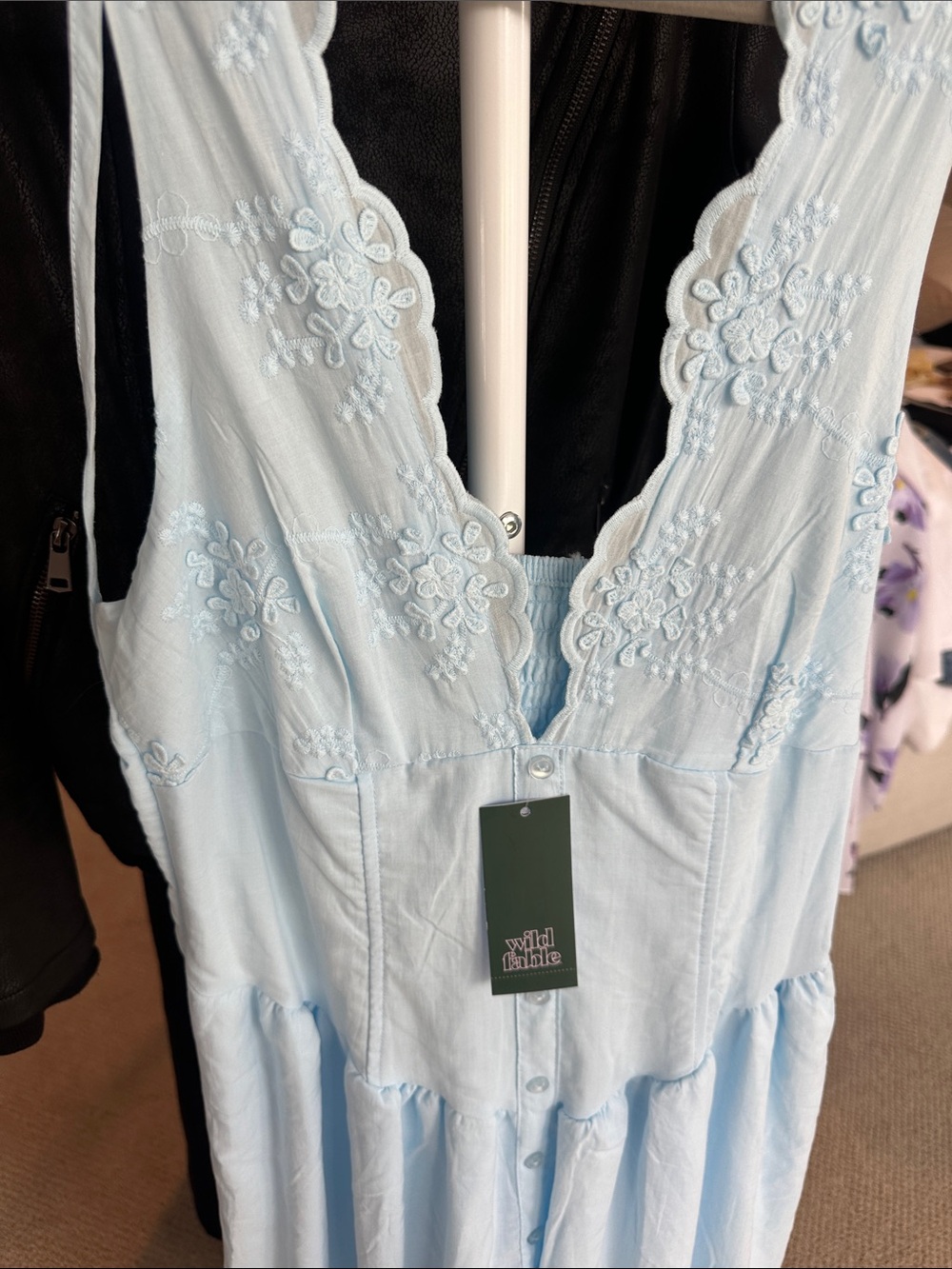wild fable Light Blue Maxi Dress with Embroidered Bodice - Picture 2 of 3